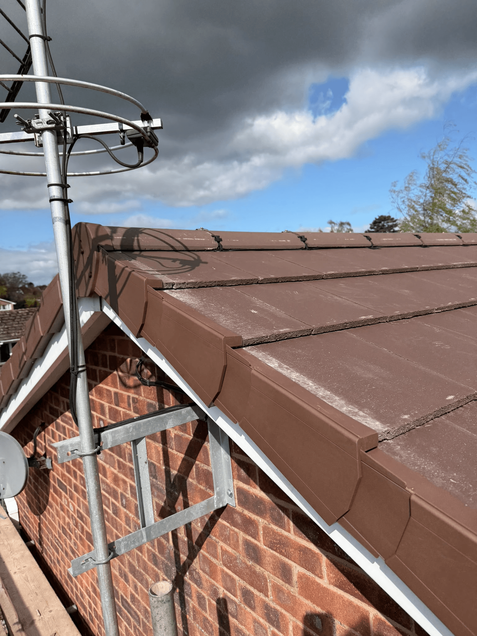 Roofline and bargeboards installation with scaffolding